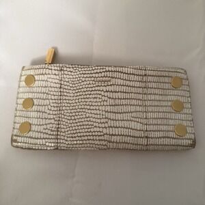 Hammitt 110 North Soft Leather Bifold Long Wallet White Crackle Gold Hardware